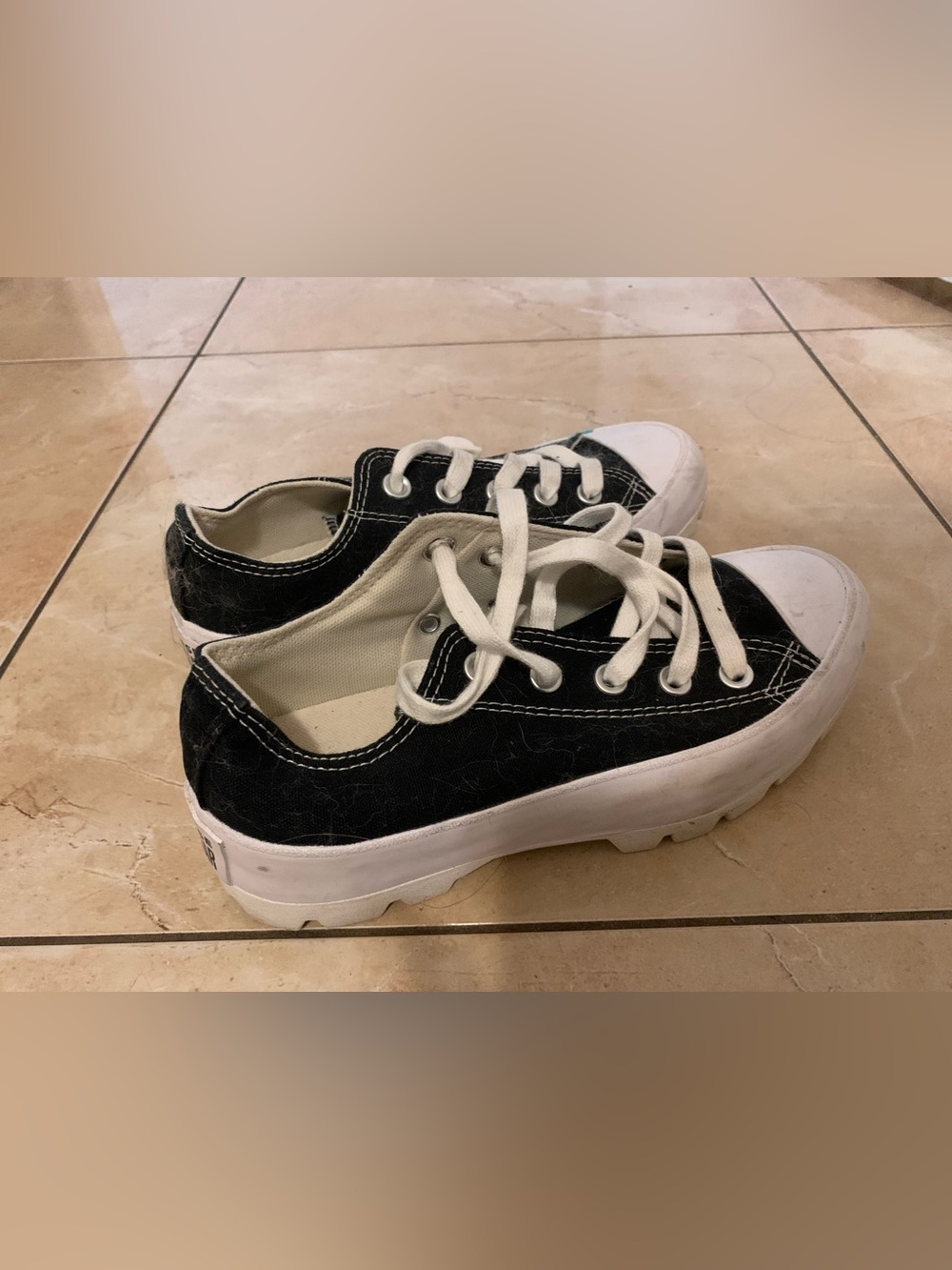 Converse Black and White Low-Top Platform Sneakers